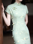Spring Retro Qipao | Elegant Mandarin Collar Slim Split Dress