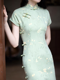 Spring Retro Qipao | Elegant Mandarin Collar Slim Split Dress