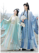 Wei Jin Style Hanfu Couple Set | Gradient Wide-Sleeve with Qi-Xiong Ruqun