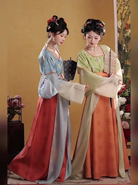 Tang Beizi & Round-Collar Hanfu Set | Eight-Panel Qiyao Ruqun