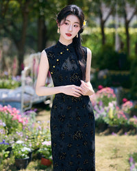 Sleeveless Stretch Jacquard Qipao | Slim Summer Cheongsam