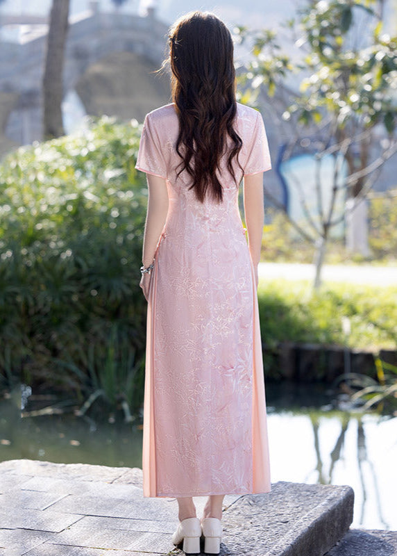 New Chinese Style Jacquard Pleated Long Dress