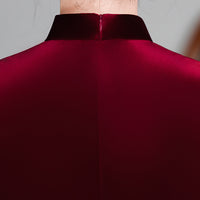 Burgundy Vintage Qipao Dress | Slim Long Silhouette