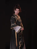 Traditional Black Hanfu for Men – Martial Arts Inspired Robe with Sword Belt