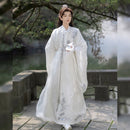 Traditional Chinese Hanfu Elegant White Silk Costume with Embroidered Designs for Men