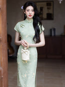 Spring Retro Qipao | Elegant Mandarin Collar Slim Split Dress