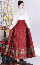 Spring Brocade Ming-Style Mamianqun Set | Traditonal High Waist Daily Long Skirt