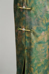 Shanghai Vintage Style Jacquard Satin Qipao | Sleeveless Long Cheongsam