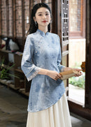 Modern Chinese Long-Sleeve Cinched Dress
