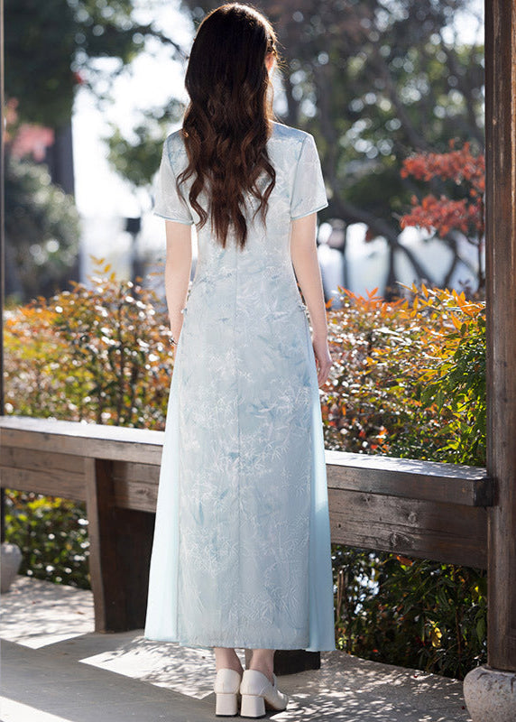 New Chinese Style Jacquard Pleated Long Dress