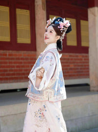 Elegant Traditional Hanfu - Floral Embroidered Robe with Colorful Detailing, Women's Hanfu Costume