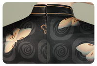 Silk Cheongsam Dress with Floral Butterfly Pattern