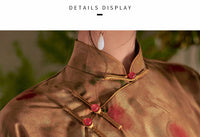 Classic Shanghai Qipao | Summer Cap-Sleeve Mandarin Maxi with Ink Floral