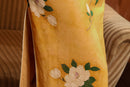 Mist-Gold Vintage Floral Qipa | Mandarin Collar & Frog Buttons