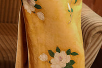 Mist-Gold Vintage Floral Qipa | Mandarin Collar & Frog Buttons