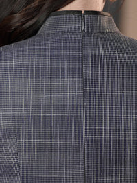 Grey Sleeveless Slim Mandarin Qipao Dress with Black Piping Pearl Frog Buttons Side Slit