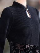 Winter New-Chinese Black Bodycon Dress