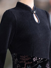 Winter New-Chinese Black Bodycon Dress