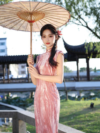 Velvet Mandarin Collar Qipao | Elegant Vintage Banquet Dress