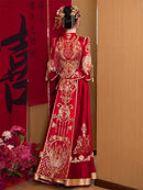 新款中式无袖旗袍新娘结婚晨袍