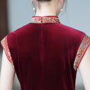 Spring Red Short-Sleeve Modern Qipao Maxi | Elegant Mother Dress