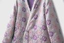 Silk Kimono Jacket with Fur Trim - Traditional Chinese Style Robe
