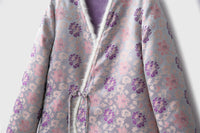 Silk Kimono Jacket with Fur Trim - Traditional Chinese Style Robe