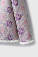 Silk Kimono Jacket with Fur Trim - Traditional Chinese Style Robe