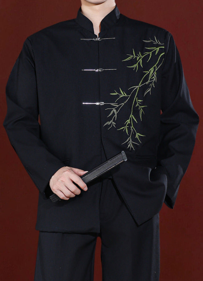 New Chinese Bamboo Embroidery Couple Outfit | Zhongshan & Cheongsam