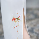 Long Short-Sleeve Embroidered Cheongsam | Slim Mandarin Dress