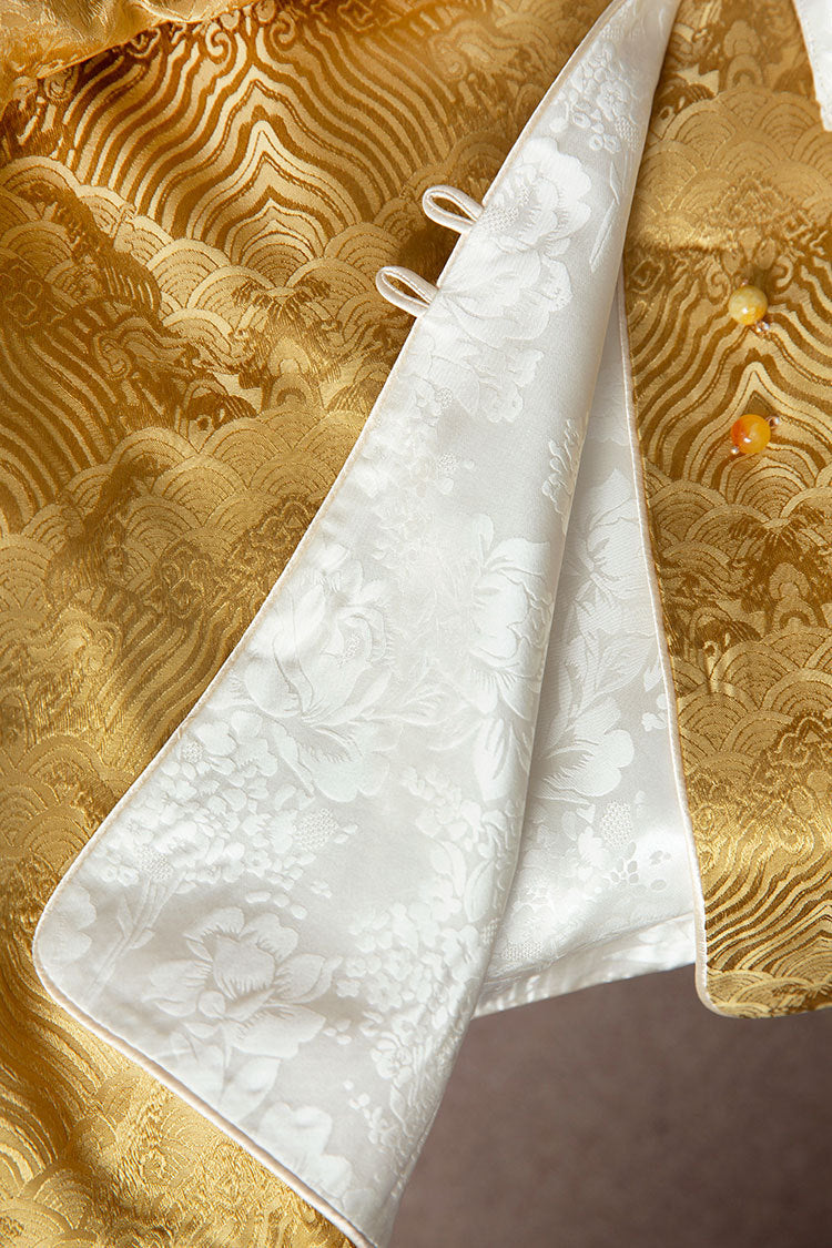 Silk Top with Floral Embroidery, Elegant Chinese Style