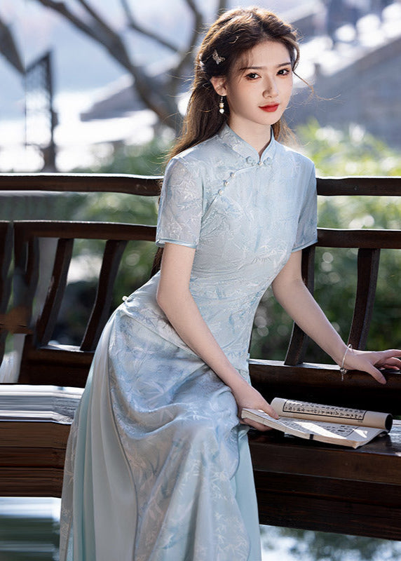 New Chinese Style Jacquard Pleated Long Dress