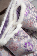 Silk Kimono Jacket with Fur Trim - Traditional Chinese Style Robe