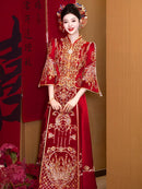 新款中式无袖旗袍新娘结婚晨袍
