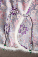 Silk Kimono Jacket with Fur Trim - Traditional Chinese Style Robe