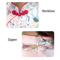 Girls' Long Sleeve Pink Floral Qipao