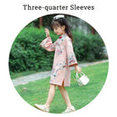 Girls' Long Sleeve Pink Floral Qipao