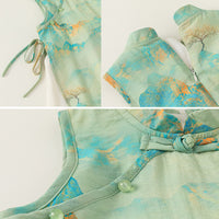 米色、绿色、粉色碎花女童汉服