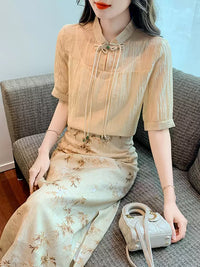 Women Summer 2024 New Chinese Style Clothing Three Piece Suit