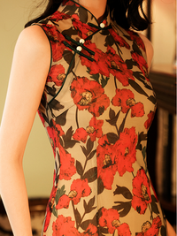 Elegant Floral Cheongsam Dress Timeless Beauty