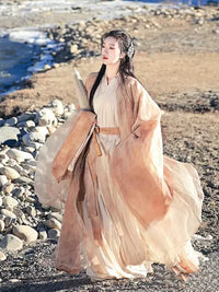 Elegant Beige Hanfu with Flowing Layers