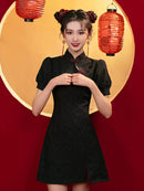 Women's new national trend Qipao|classic black traditional cheongsam