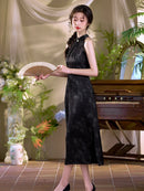 New Chinese Retro Cheongsam Sleeveless Black Qipao