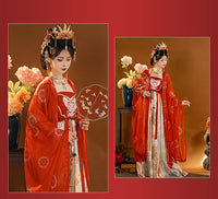 Elegant Red Traditional Hanfu Dress for Women Tang Dynasty