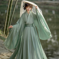 Elegant Wei Jin Dynasty Green Hanfu Dress Traditional Chinese Costume