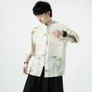 Men's Traditional Linen Shirt With Bamboo Pattern - Elegant & Comfortable