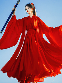 Weijin Red Hanfu Dress Ancient Chinese Dynasty Style Gown