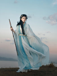 Ethereal Flowing Blue Hanfu Dress Traditional Chinese Style