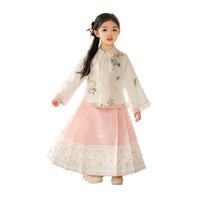 Girls' Floral Modern Hanfu Set