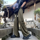 Large Size New Chinese ice silk suit trousers men's summer